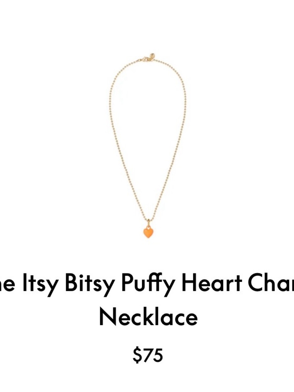 Roxanne Assoulin The Itsy Bitsy Puffy Heart Charm Necklace persimmon